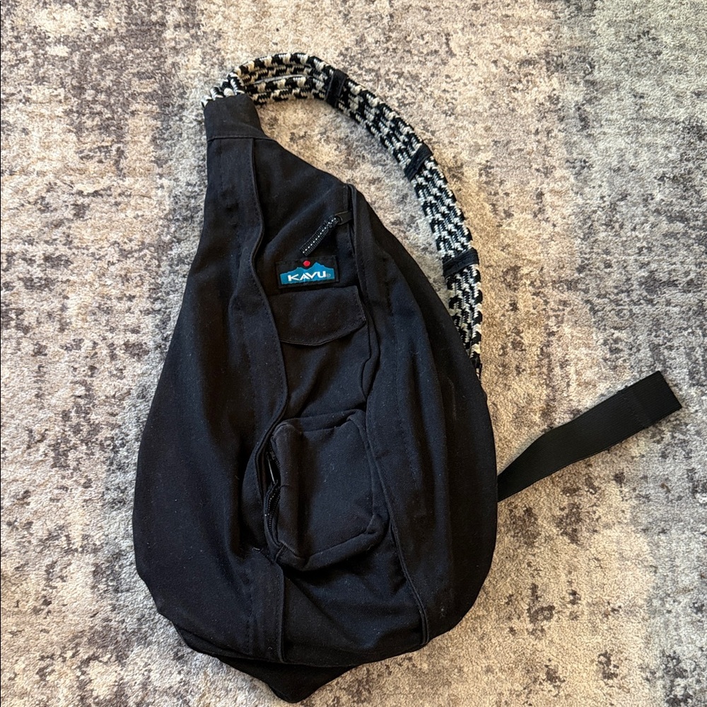 KAVU Black and White Sling Backpack